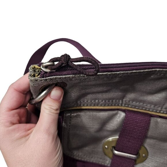 Fossil Canvas & Quilted‎ Crossbody Bag Adjustable Strap Multi-Pocket Purple Gray - Picture 8 of 12